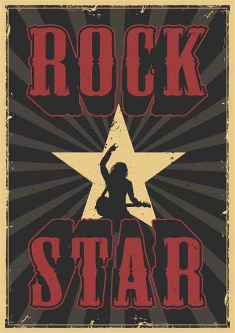 Poster Grunge Rock Star Vettore Gratis レトロポスター ヴィンテージポスター グラフィックポスター