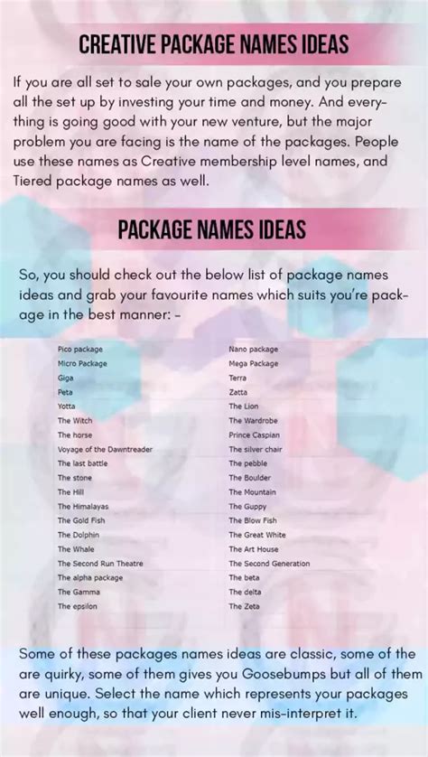 Creative Package Names Ideas