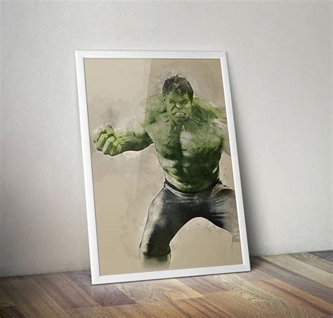Limited Sale The Incredible Hulk Avengers Water Colour Original Digital Poster £10 19 Gbp