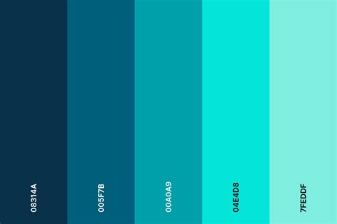 Color Palette Swatches Of Abstract Blurred Shapes Of Turquoise And Dark