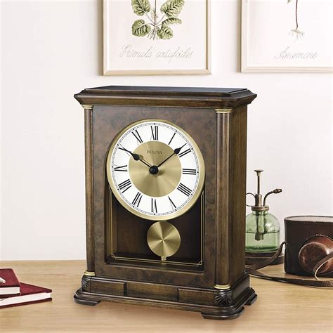 Bulova Vanderbilt Mantle Clock Hardwood Case Stained In Warm Walnut