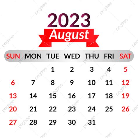 Gambar Agustus 2023 Kalender Bulan Dengan Hitam Dan Merah Agustus