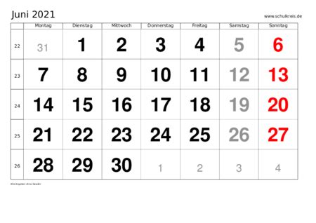 Kalender 2021 für österreich mit allen feiertagen. Monatskalender Juni 2021 - Monats-Terminkalender kostenlos ausdrucken (PDF)