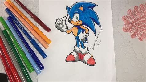 Easy Drawing Of Sonic For Kids Youtube