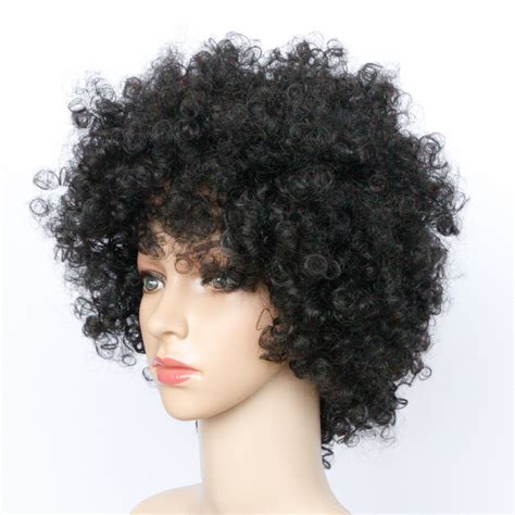 Gres Bouncy Curly Natural Black Afro Wigs High Temperature Fiber Short