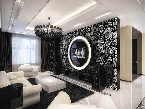 Amazing Living Room Design With Black White Nice Floral Black Home