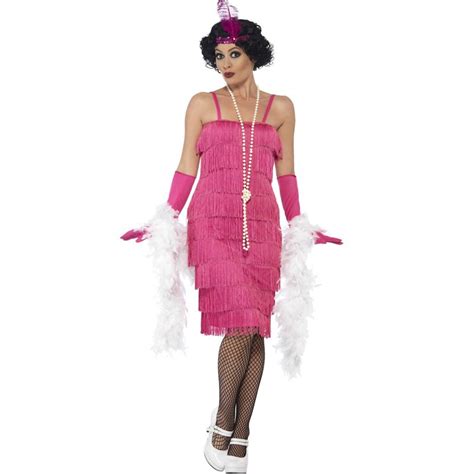 Women Costumes 1920s Womens Costume Long Flapper Costume Pink Fancy Dress For Carnival Party