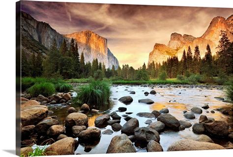 Valley At Sunset Yosemite Wall Art Canvas Prints Framed Prints