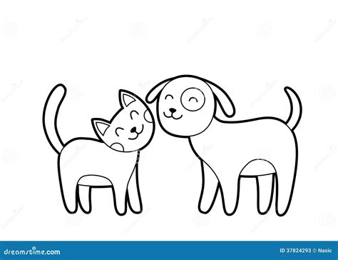 Cartoon cat and dog sketch stock vector. Illustration of funny - 37824293