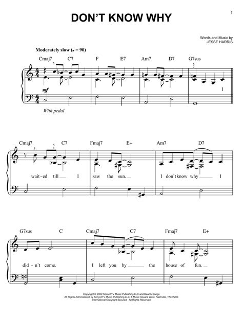 Norah Jones Dont Know Why Sheet Music Notes Download Printable Pdf Score 37352