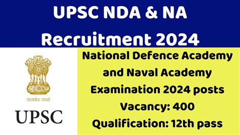 Upsc Nda And Na I Recruitment 2024 For 400 Vacancies