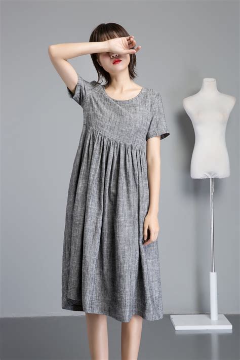 Simple Linen Dress Linen Midi Dress Summer Linen Dress Etsy