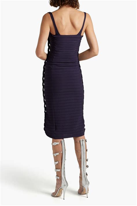Navy Braid Trimmed Ribbed Knit Dress Dion Lee The Outnet
