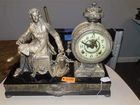 Vintage Ansonia Cast Figural Statue Mantle Clock