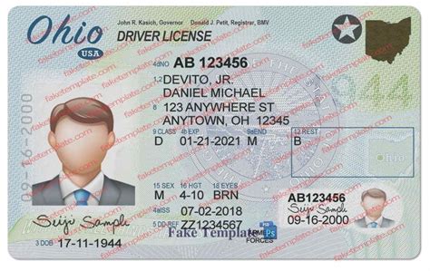 Ohio Driver License Template V1 Fake Ohio Drivers License