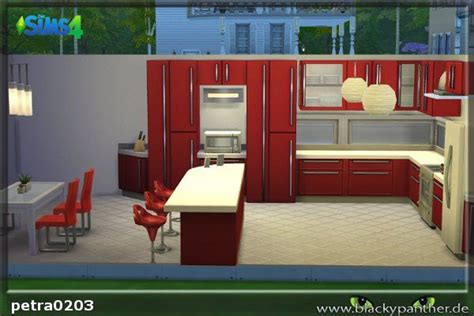 Blackys Sims 4 Zoo Modern Red Kitchen By Petra0203 Sims 4 Downloads