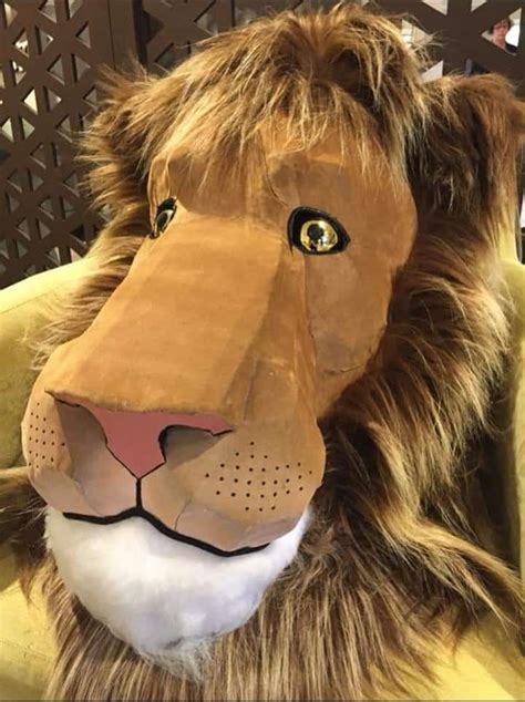 Very Big Lion With Flocked Denim And Faux Fur Ultimate Paper Mache