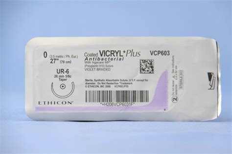 Ethicon Suture Vcp603h 0 Vicryl Plus Antibacterial Violet 27 Ur 6