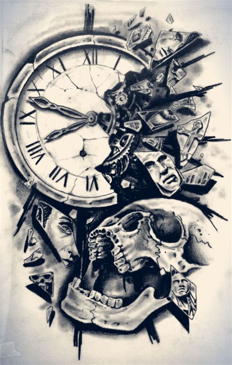 Clock Tattoo Design Broken Clock Tattoo Clock Tattoo