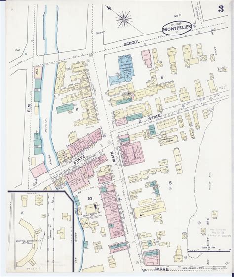 Montpelier Vt Fire Insurance 1889 Sheet 3 Old Town Map Reprint Old