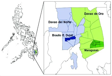 Map Of The Philippines Left And Provinces Of Davao Del Norte And