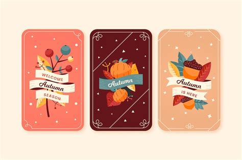 Free Vector Flat Design Autumn Card Collection