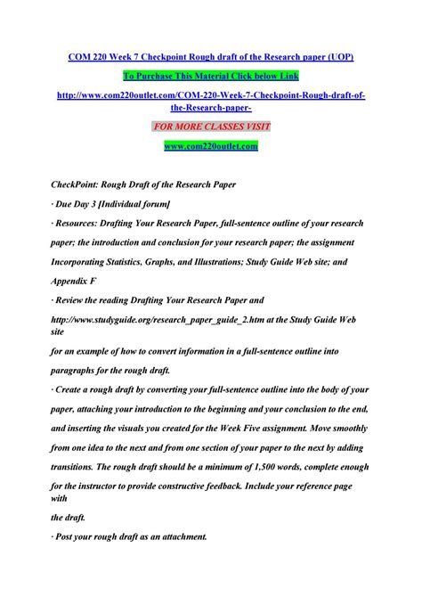 I've recently started trying to allow myself to write rougher first drafts in the thought of cleaning, editing etc on however i'm not sure how much effort / time i should be putting into writing that rough draft. Research Paper Rough Draft Examples - Examples Of Research ...
