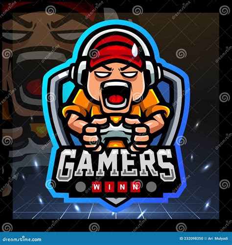 Gamer Kids Mascot Esport Logo Design Stock Vector Illustration Of