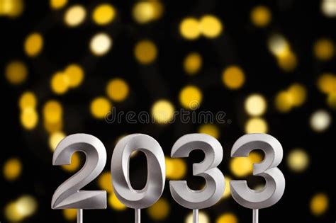 Achievements For The New Year 2033 Silver Number On Dark With
