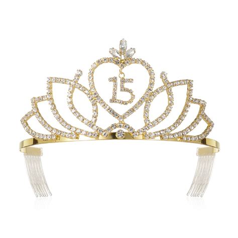 Dczerong Princess Girls 15th Birthday Tiaras Crowns Gold