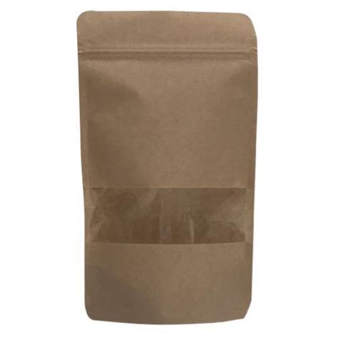 Kraft Window Stand Up Pouch With Zipper For Tea Packaging