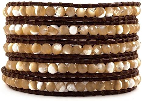 Amazon Com Chan Luu Natural Mother Of Pearl Wrap Bracelet On Brown