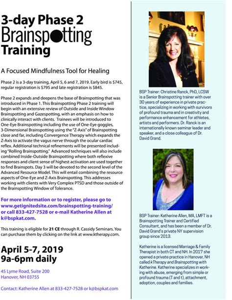 First Ever Brainspotting Phase 2 Training Coming To Nh In April