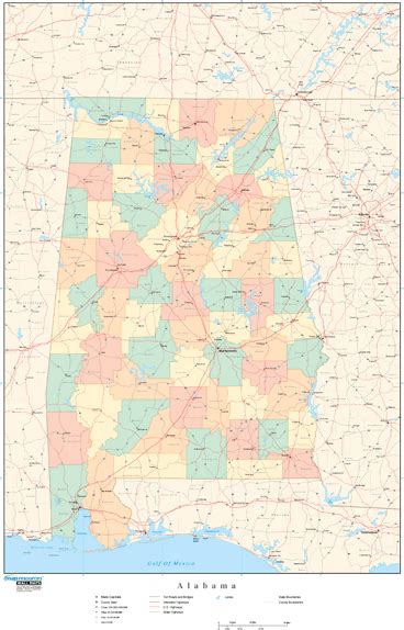 Alabama Wall Map With Counties By Map Resources Mapsales