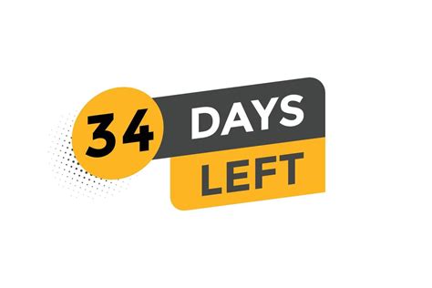 34 Days Left Countdown Template 34 Day Countdown Left Banner Label
