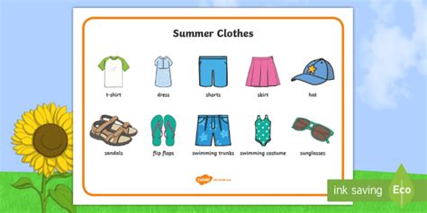 Everyone feels happier in this time of year, because you do not need to wear warm clothes and can. Summer Clothes Word Mat - Primary Resources (teacher made)
