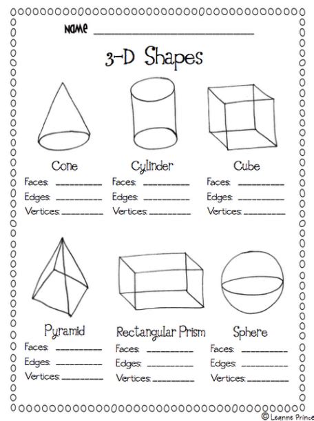 3d Shapes Worksheet 3rd Grade