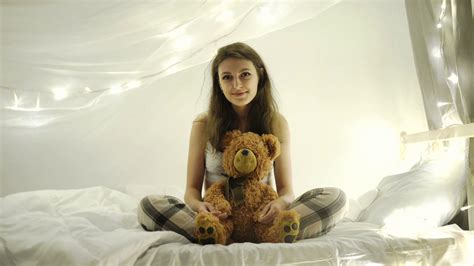 Woman With Teddy Bear 4k 20s Stock Video Footage 0012 Sbv 312624624