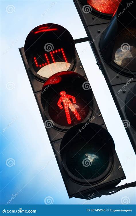 Red Signal On Pedestrian Traffic Light Stock Photo Image Of Control
