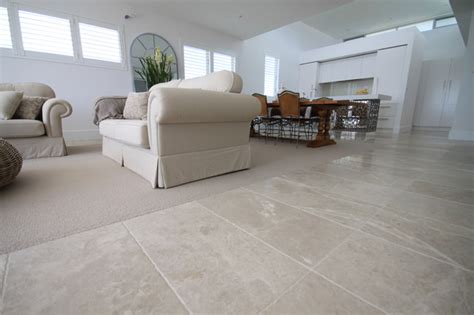 Cashmere Marble Flooring Contemporary Living Room