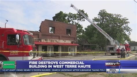 Fire Destroys Commercial Building in West Terre Haute - YouTube