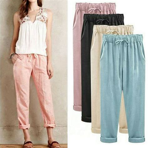 As One Of The Online Sales Mall Womens Linen Cotton Elastic High Waist