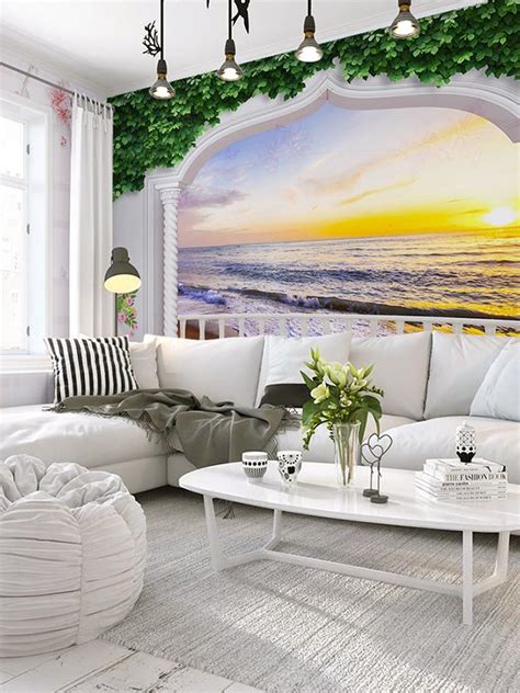 Sumgar Self Adhesive 3d Wallpaper Sunrise Seascape Ocean