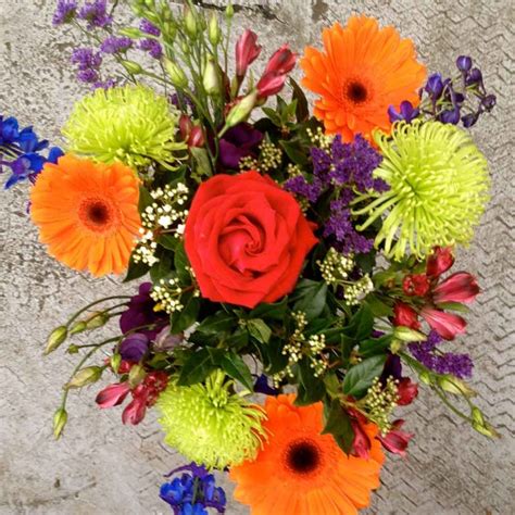 Mixed Bouquet With Single Red Rose In Centre Flowers By Alison