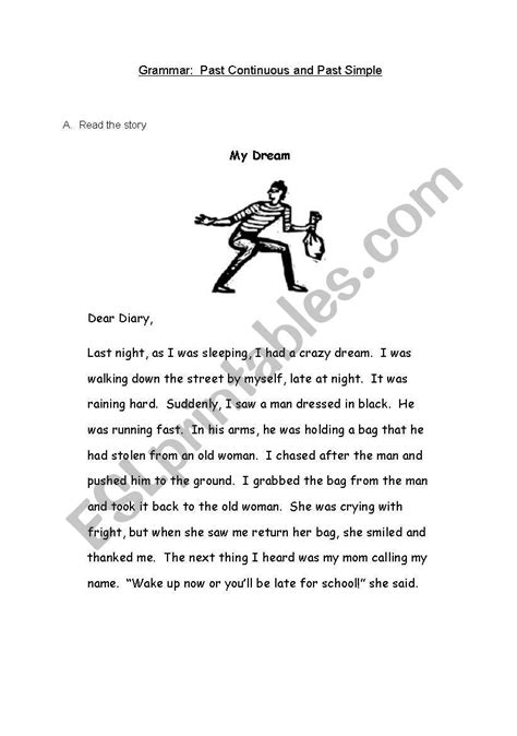 A Story With The Past Continuous Esl Worksheet By Danbarazani