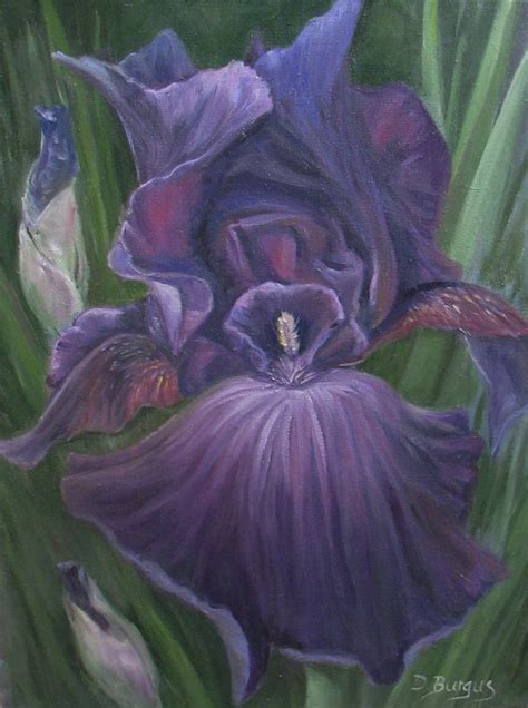 The Creative Spirit Floral Art Purple Iris Flower Oil Painting And A