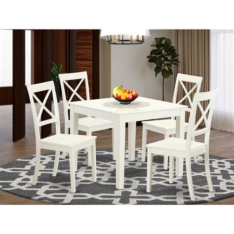 Square Kitchen Table And Wood Kitchen Dining Chairs Finishlinen White