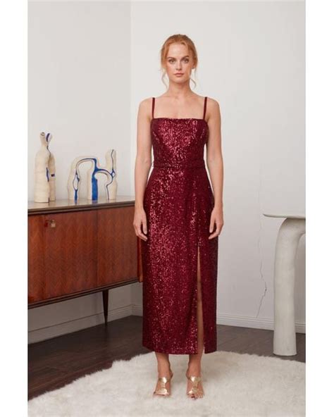 UNDRESS Chloe Deep Sequin Open Back Cocktail Dress In Red Lyst