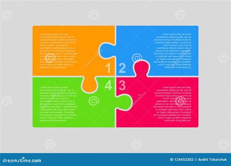 The Puzzle Pieces Infographic Four Steps Diagram Stock Vector