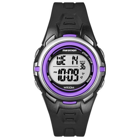 marathon by timex women s t5k364 digital mid size black purple resin strap watch timex watches